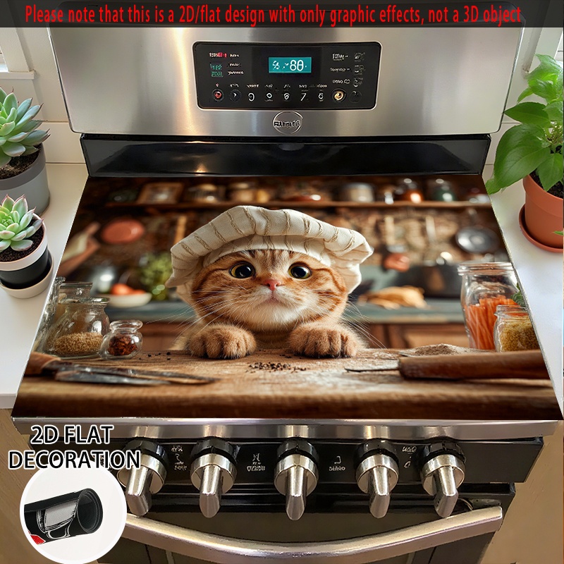 Cute Chef Cat Stove Top Cover, - Kitchen Appliances Electric Stove review and price